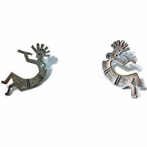 Sterling Silver Pierced Earrings Kokopelli Fertility Deity Traditional Wedding